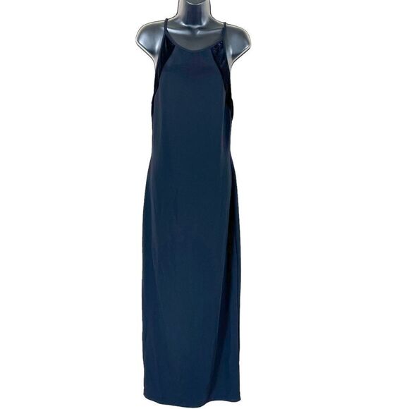 Vintage Gunne Sax 90s Y2K Velvet Panel Slip Maxi Dress - Picture 1 of 12